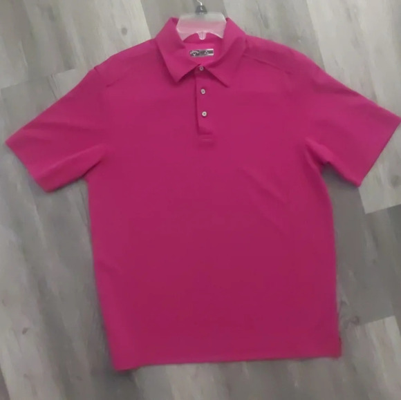 Callaway Golf Polo Shirt Mens size Medium Pink Spotted pattern Preppy - Picture 10 of 12